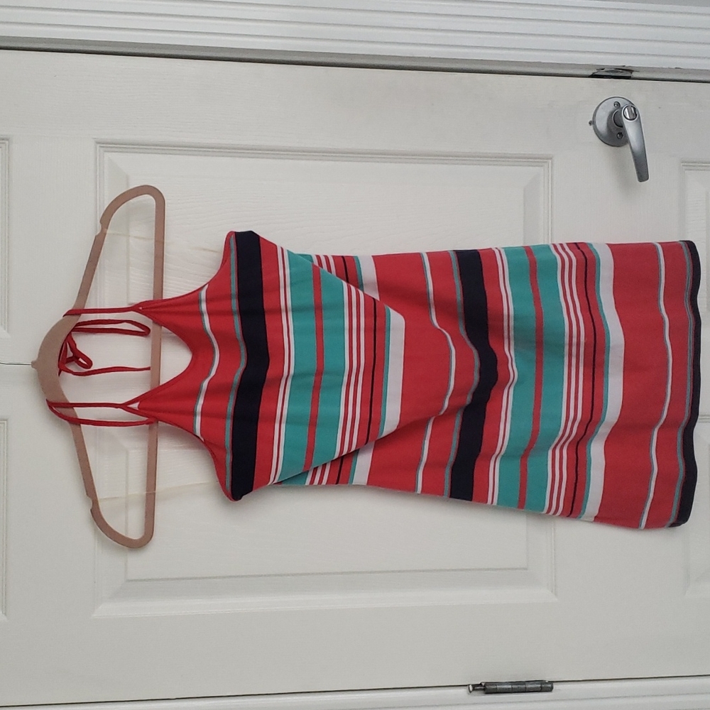 Halter striped mini dress
